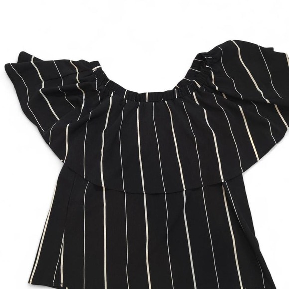Black and White Striped Off Shoulder Top - Picture 2 of 2